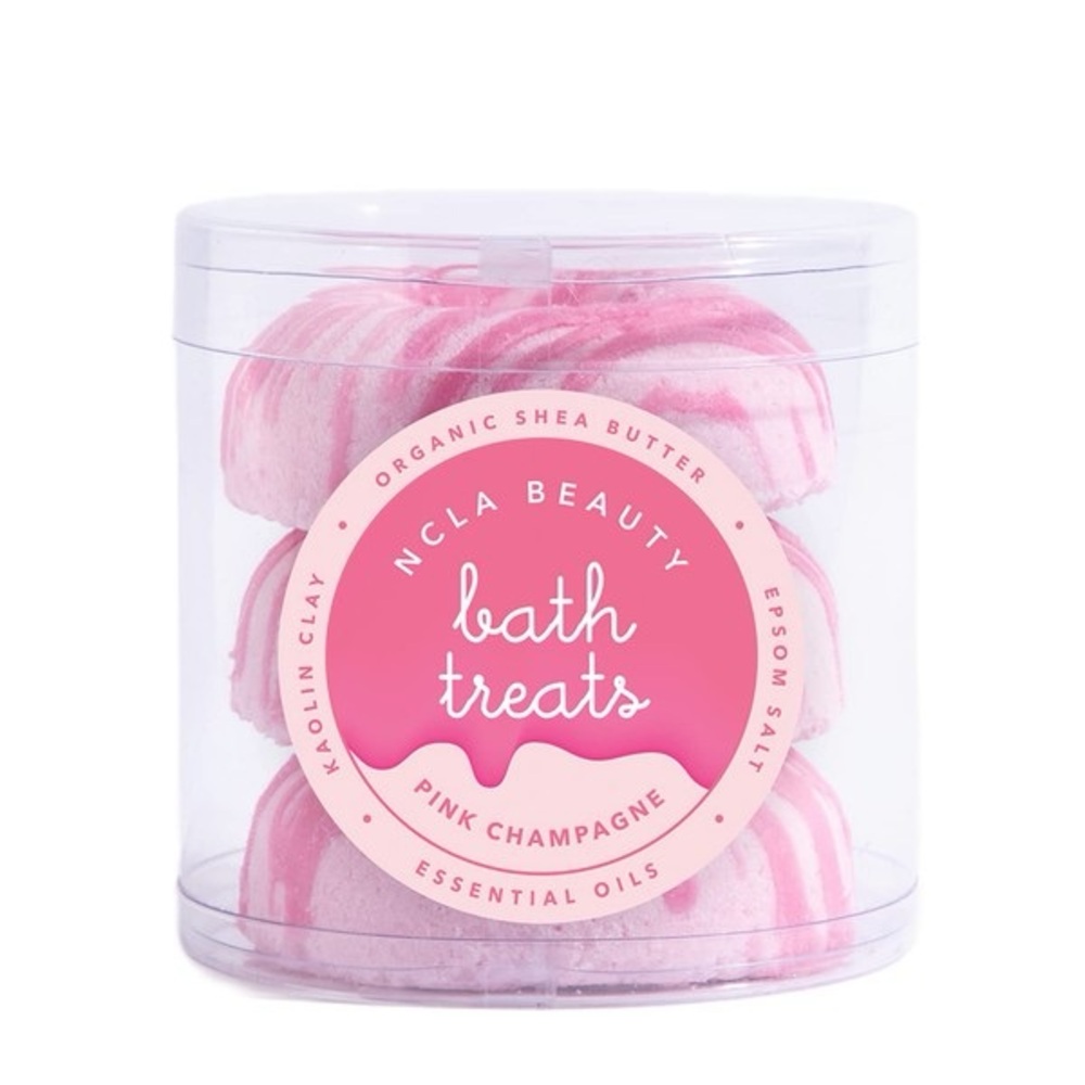 NCLA Beauty Bath Treats All Natural Bath Bombs Set of 3 Pink Champagne USA Made‎